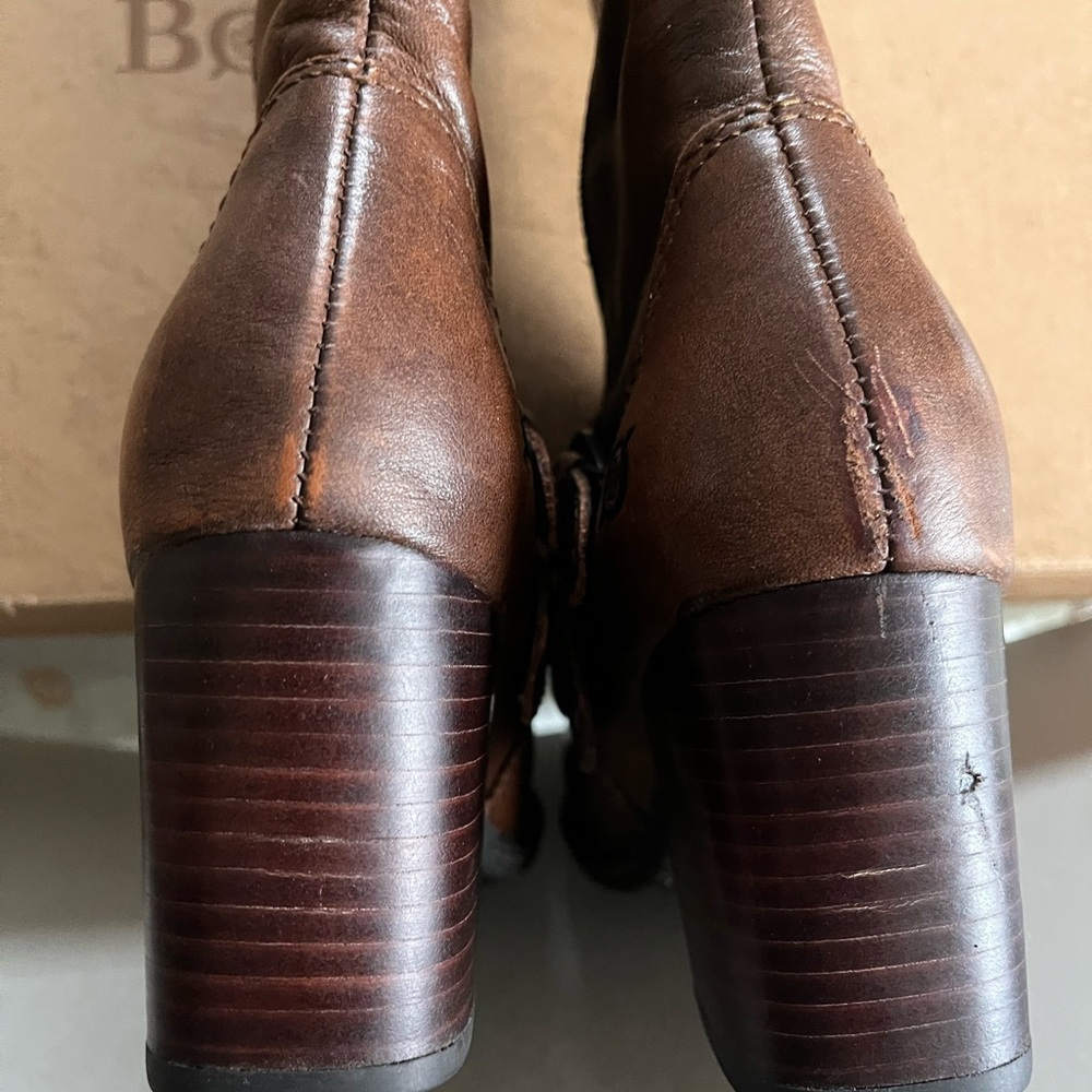 Born Brown Leather Knee-High Heeled Boots - Picture 5 of 16